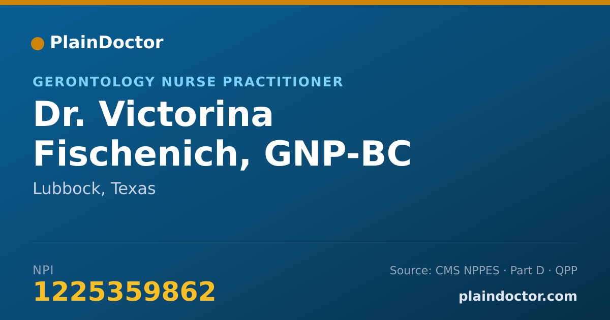 Shareable card for Victorina Fischenich, GNP-BC - Gerontology Nurse Practitioner, Lubbock, TX