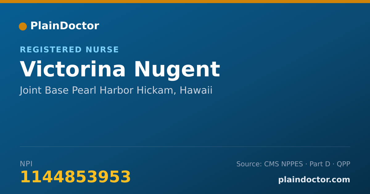 Shareable card for Victorina Nugent - Registered Nurse, Joint Base Pearl Harbor Hickam, HI