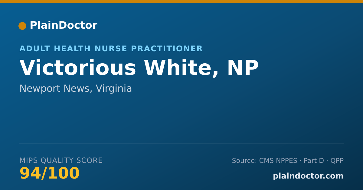 Shareable card for Victorious White, NP - Adult Health Nurse Practitioner, Newport News, VA