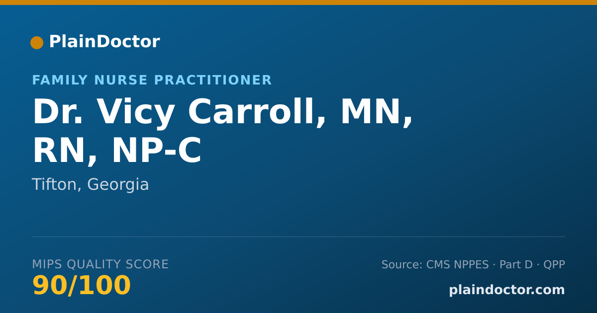 Shareable card for Vicy Carroll, MN, RN, NP-C - Family Nurse Practitioner, Tifton, GA
