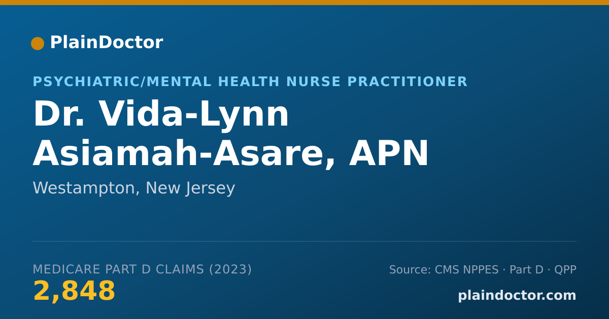 Shareable card for Vida-Lynn Asiamah-Asare, APN - Psychiatric/Mental Health Nurse Practitioner, Westampton, NJ