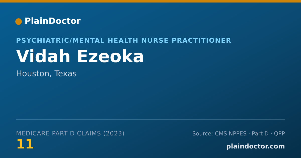 Shareable card for Vidah Ezeoka - Psychiatric/Mental Health Nurse Practitioner, Houston, TX