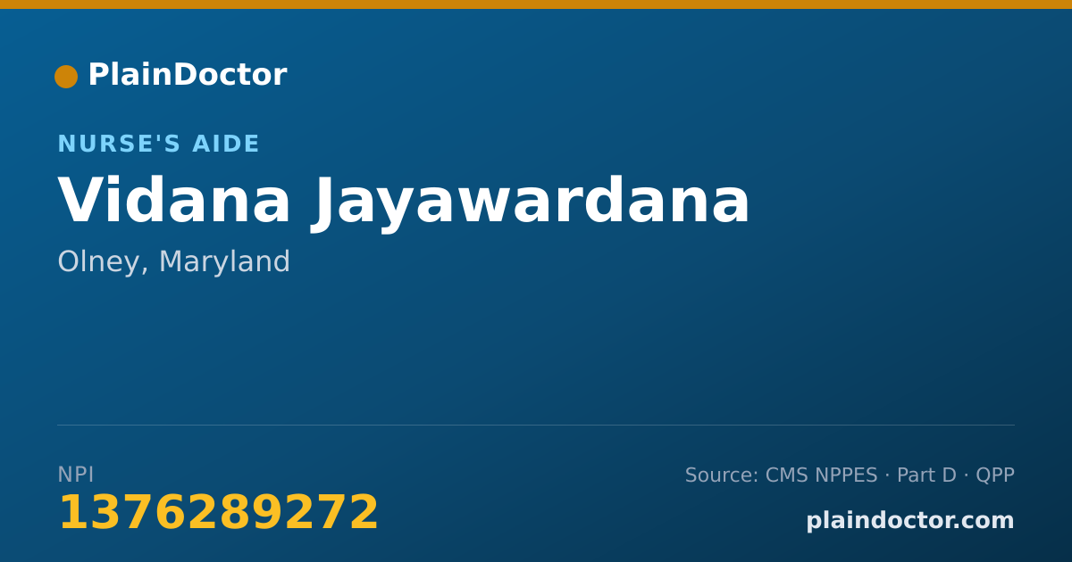 Shareable card for Vidana Jayawardana - Nurse's Aide, Olney, MD