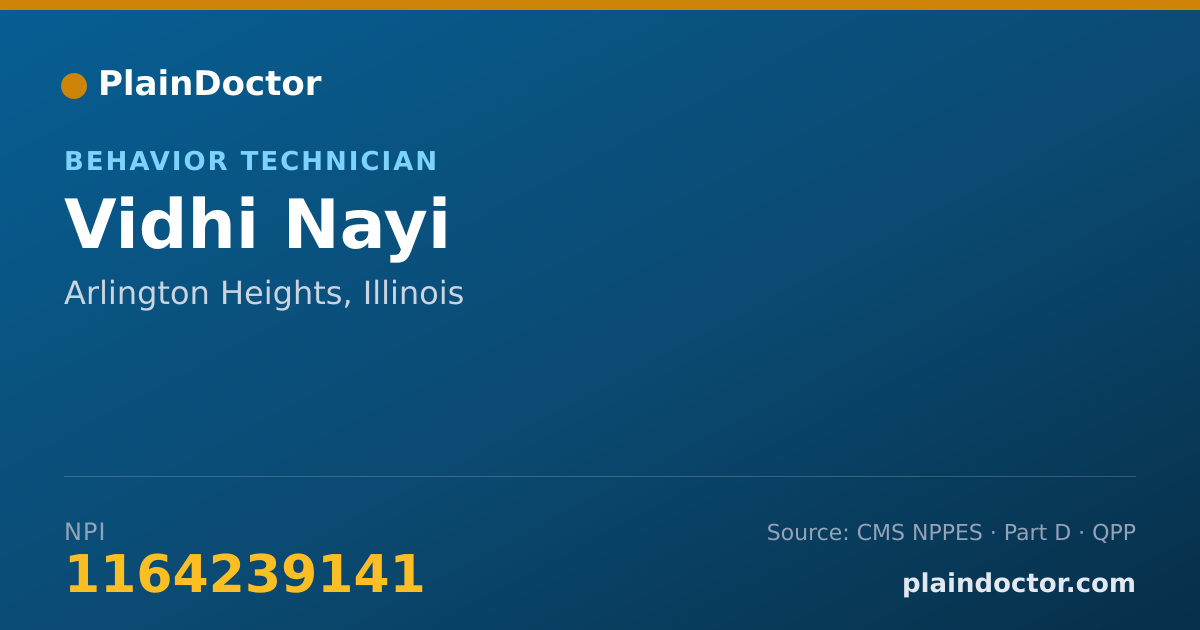 Shareable card for Vidhi Nayi - Behavior Technician, Arlington Heights, IL