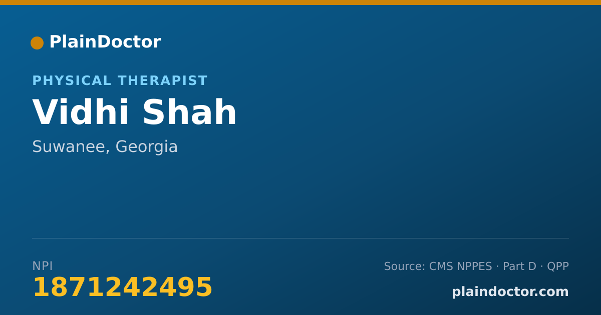 Shareable card for Vidhi Shah - Physical Therapist, Suwanee, GA