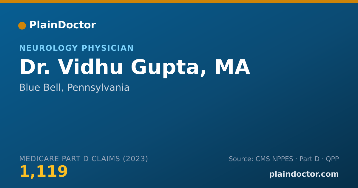 Shareable card for Vidhu Gupta, MA - Neurology Physician, Blue Bell, PA