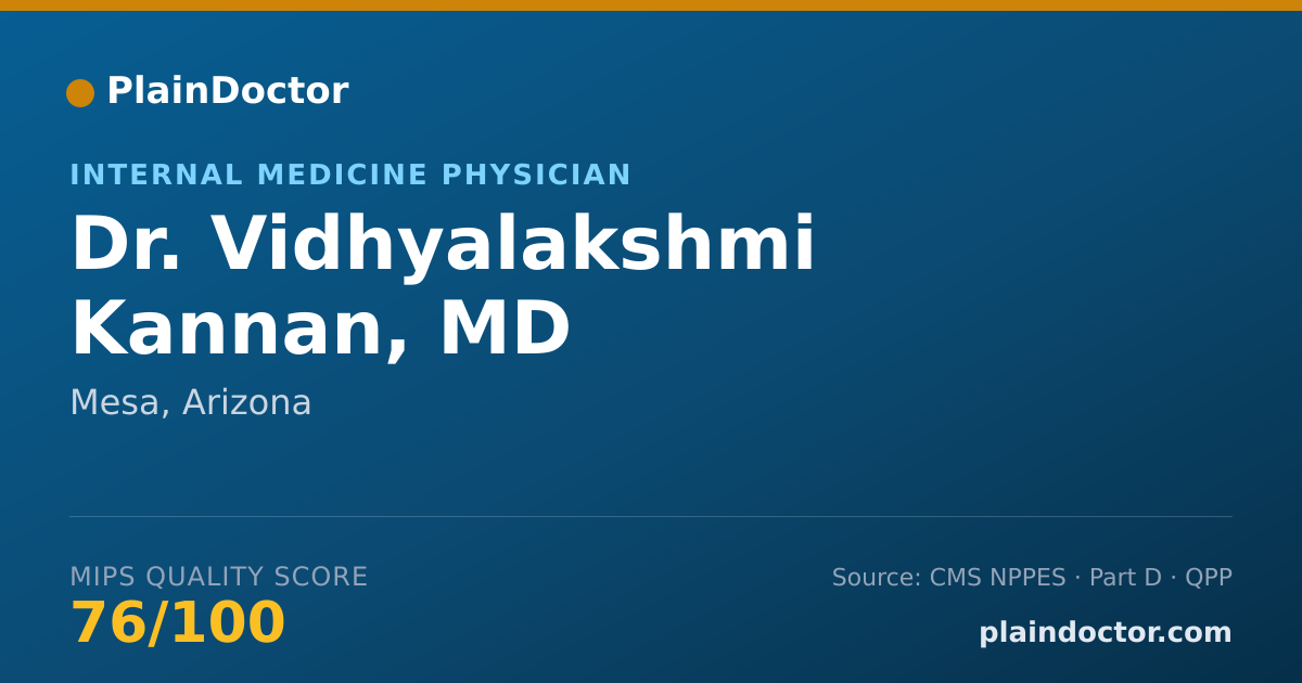 Shareable card for Vidhyalakshmi Kannan, MD - Internal Medicine Physician, Mesa, AZ