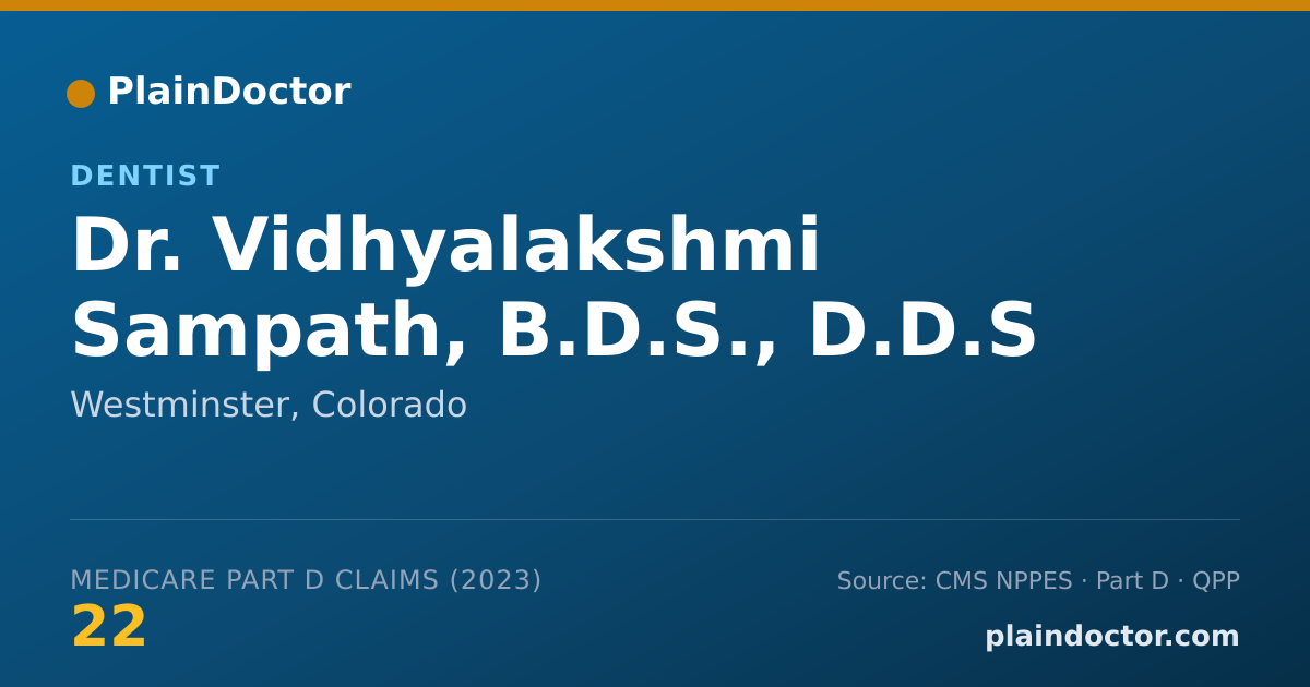 Shareable card for Vidhyalakshmi Sampath, B.D.S., D.D.S - Dentist, Westminster, CO