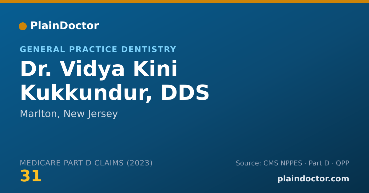 Shareable card for Vidya Kini Kukkundur, DDS - General Practice Dentistry, Marlton, NJ