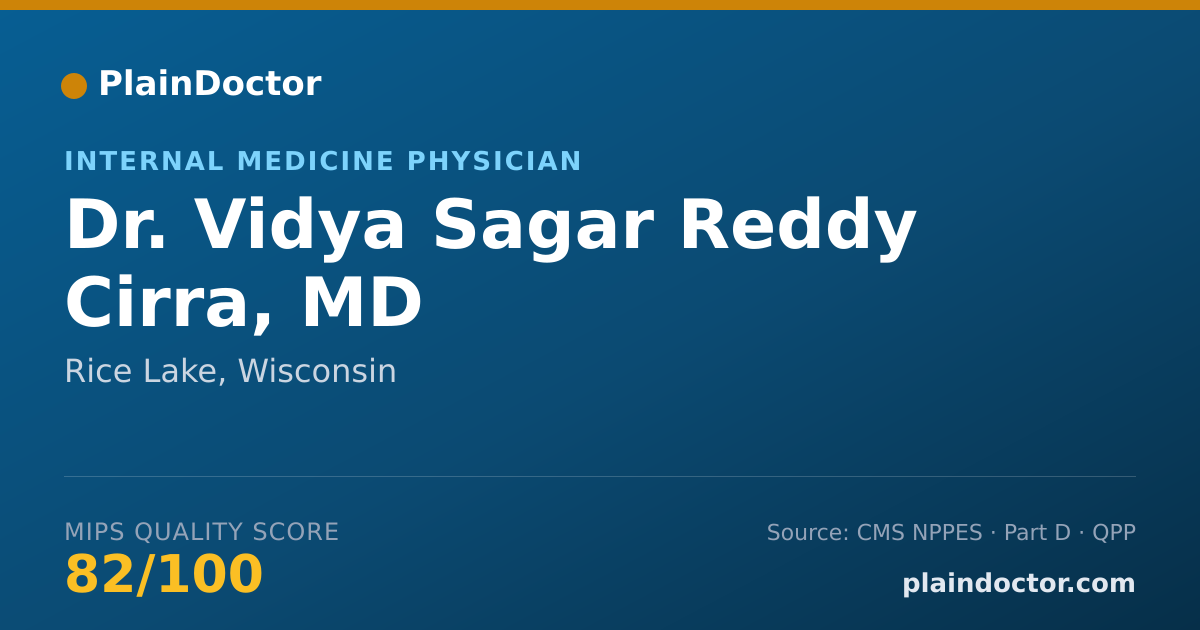 Shareable card for Vidya Sagar Reddy Cirra, MD - Internal Medicine Physician, Rice Lake, WI