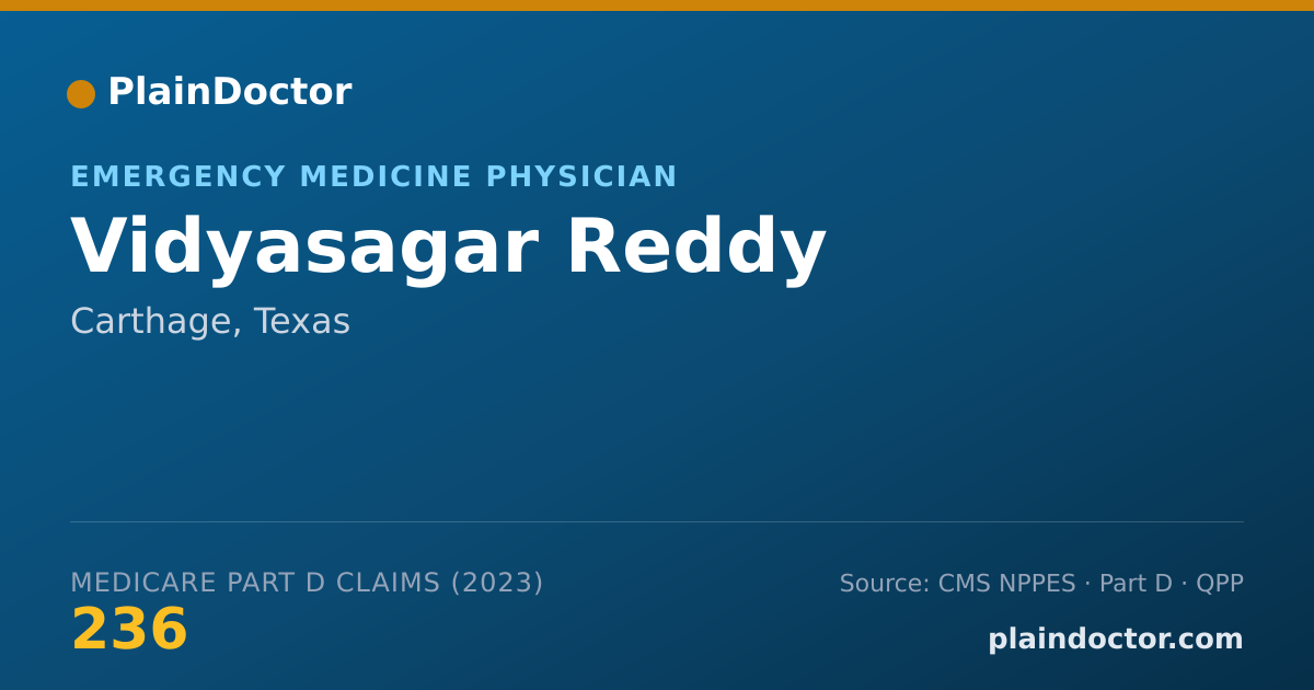 Shareable card for Vidyasagar Reddy - Emergency Medicine Physician, Carthage, TX