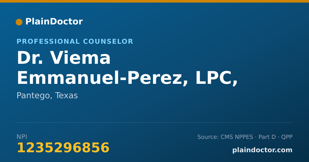 Shareable card for Viema Emmanuel-Perez, LPC, LCDC-I - Professional Counselor, Pantego, TX