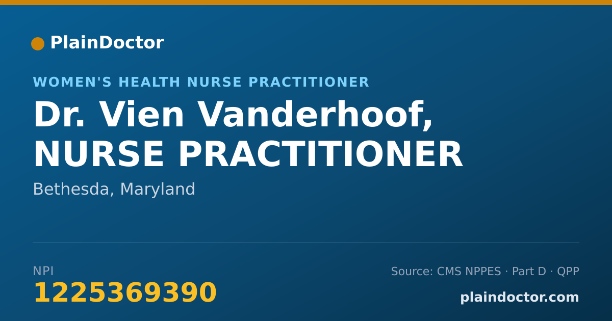 Shareable card for Vien Vanderhoof, NURSE PRACTITIONER - Women's Health Nurse Practitioner, Bethesda, MD