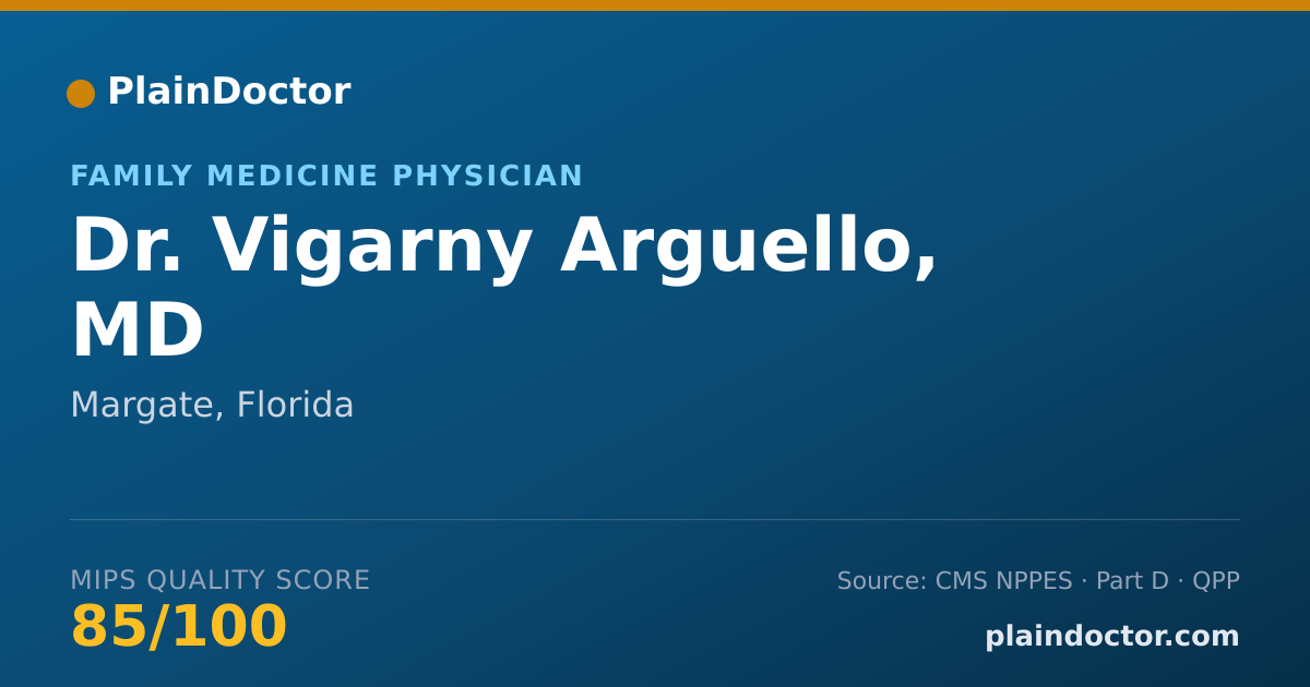 Shareable card for Vigarny Arguello, MD - Family Medicine Physician, Margate, FL