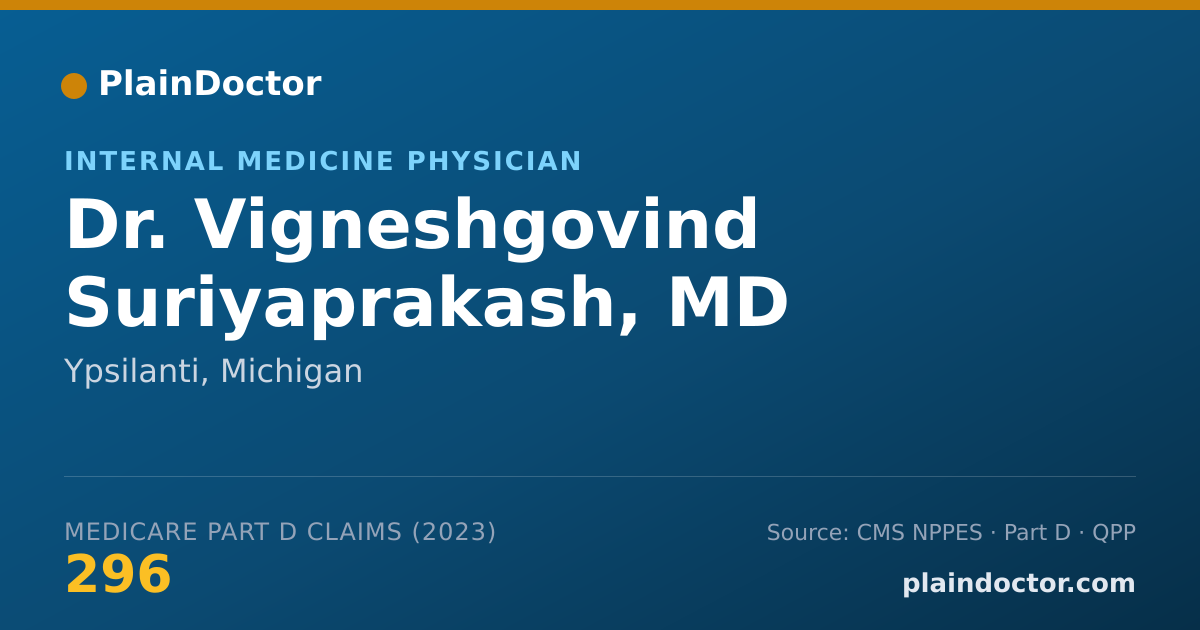 Shareable card for Vigneshgovind Suriyaprakash, MD - Internal Medicine Physician, Ypsilanti, MI