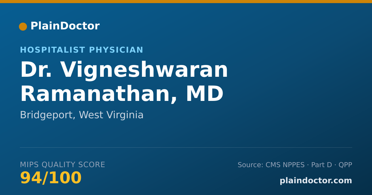 Shareable card for Vigneshwaran Ramanathan, MD - Hospitalist Physician, Bridgeport, WV
