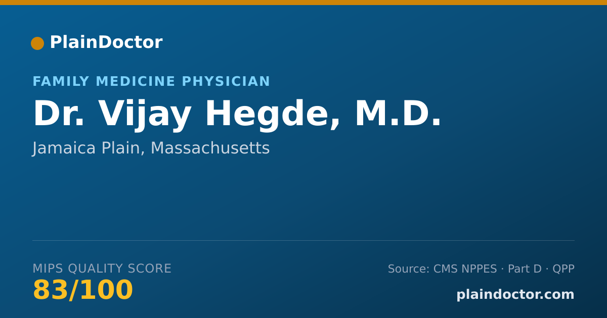 Shareable card for Vijay Hegde, M.D. - Family Medicine Physician, Jamaica Plain, MA