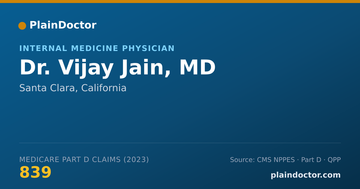 Shareable card for Vijay Jain, MD - Internal Medicine Physician, Santa Clara, CA