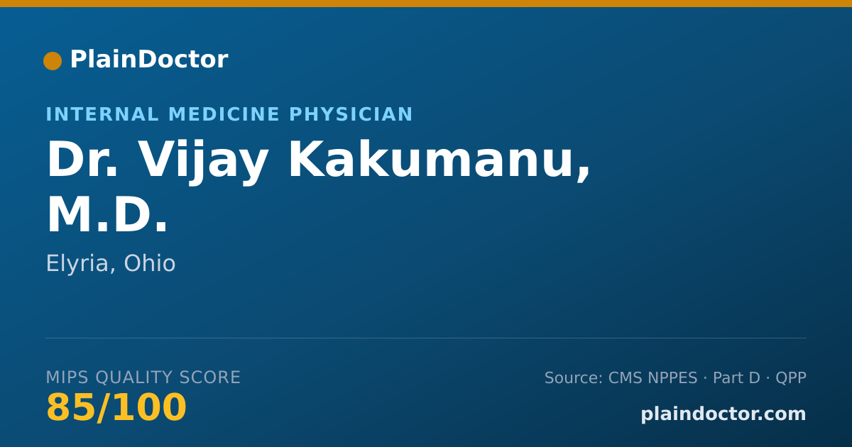 Shareable card for Vijay Kakumanu, M.D. - Internal Medicine Physician, Elyria, OH