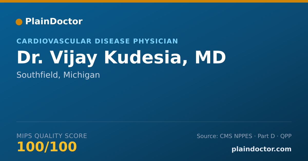 Shareable card for Vijay Kudesia, MD - Cardiovascular Disease Physician, Southfield, MI