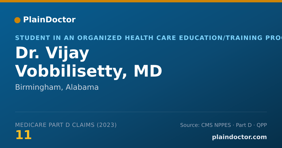 Shareable card for Vijay Vobbilisetty, MD - Student in an Organized Health Care Education/Training Program, Birmingham, AL