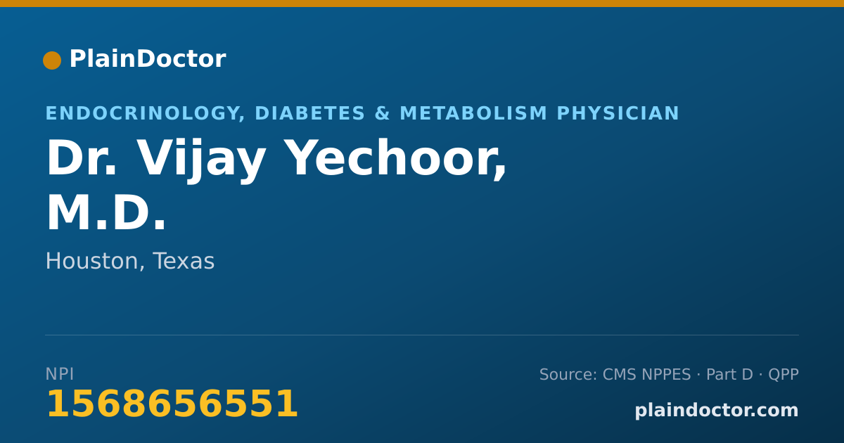 Shareable card for Vijay Yechoor, M.D. - Endocrinology, Diabetes & Metabolism Physician, Houston, TX