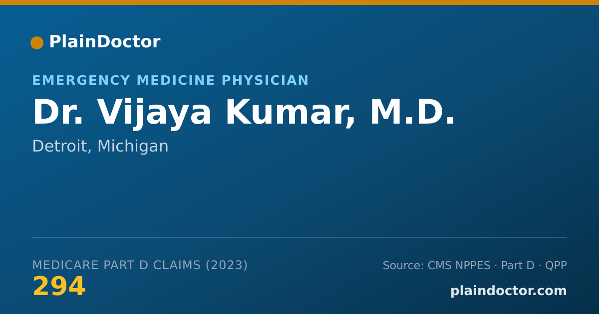 Shareable card for Vijaya Kumar, M.D. - Emergency Medicine Physician, Detroit, MI