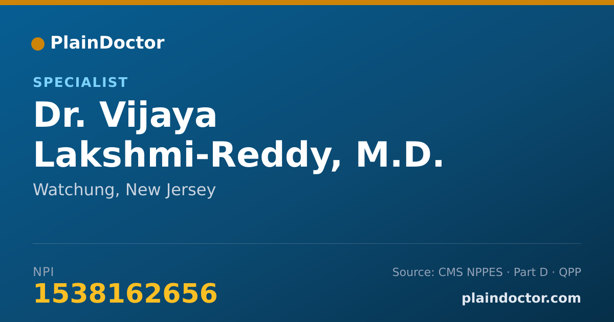 Shareable card for Vijaya Lakshmi-Reddy, M.D. - Specialist, Watchung, NJ