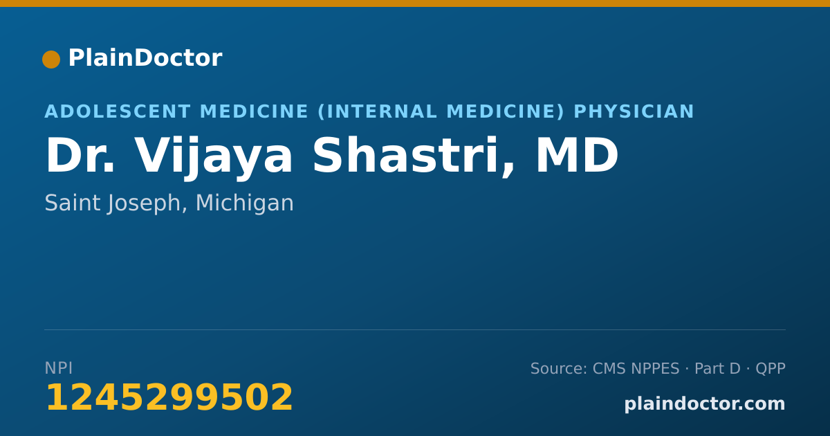 Shareable card for Vijaya Shastri, MD - Adolescent Medicine (Internal Medicine) Physician, Saint Joseph, MI