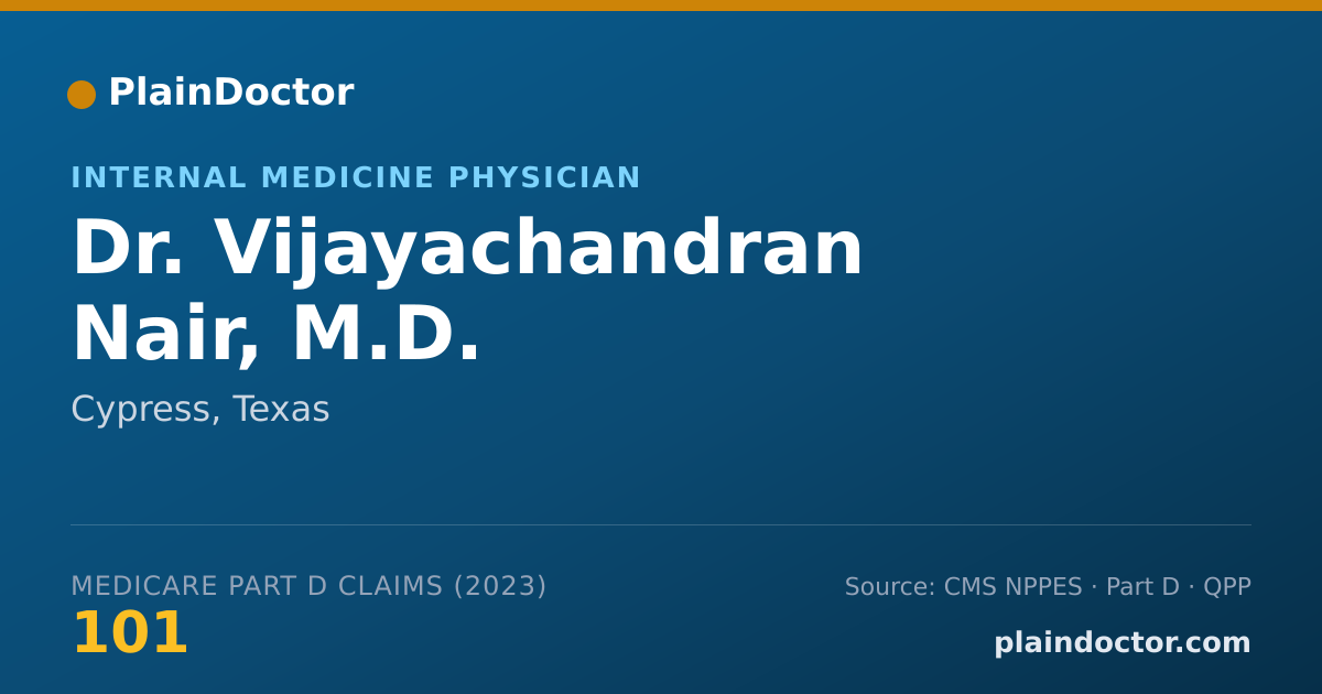 Shareable card for Vijayachandran Nair, M.D. - Internal Medicine Physician, Cypress, TX