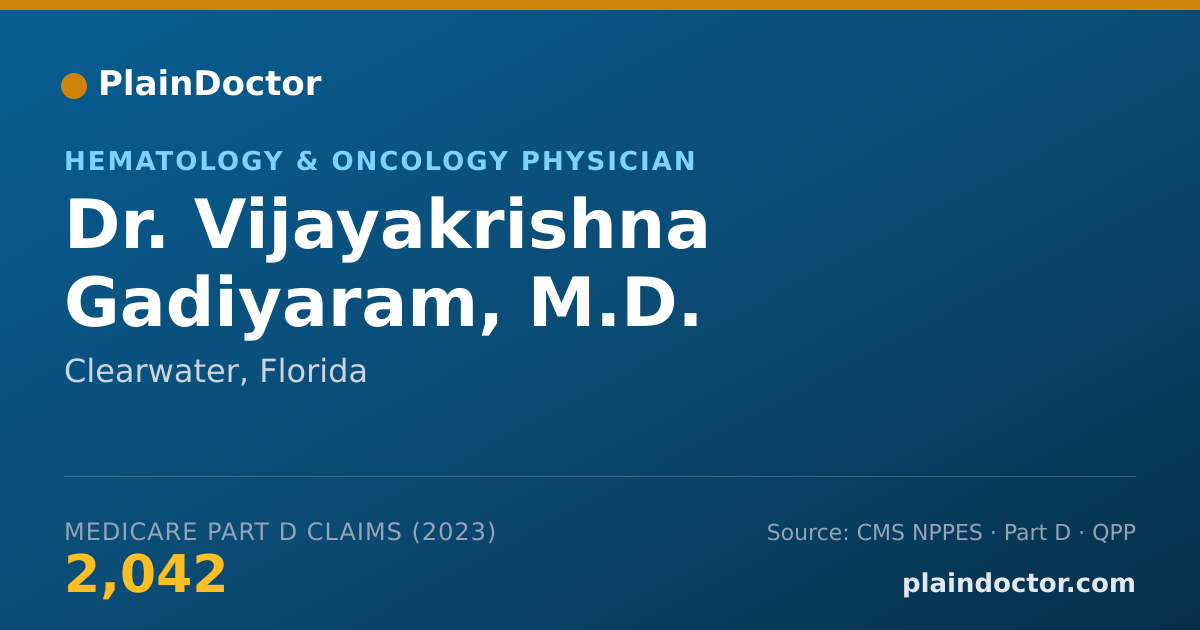 Shareable card for Vijayakrishna Gadiyaram, M.D. - Hematology & Oncology Physician, Clearwater, FL