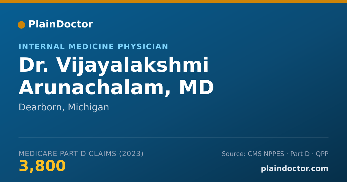 Shareable card for Vijayalakshmi Arunachalam, MD - Internal Medicine Physician, Dearborn, MI