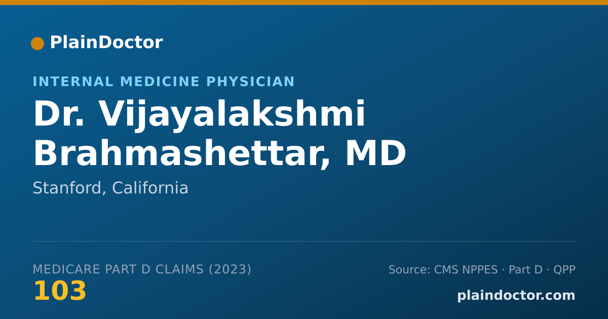 Shareable card for Vijayalakshmi Brahmashettar, MD - Internal Medicine Physician, Stanford, CA