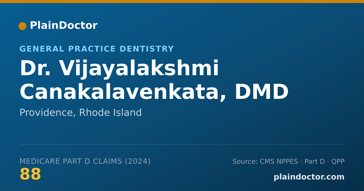 Shareable card for Vijayalakshmi Canakalavenkata, DMD - General Practice Dentistry, Providence, RI