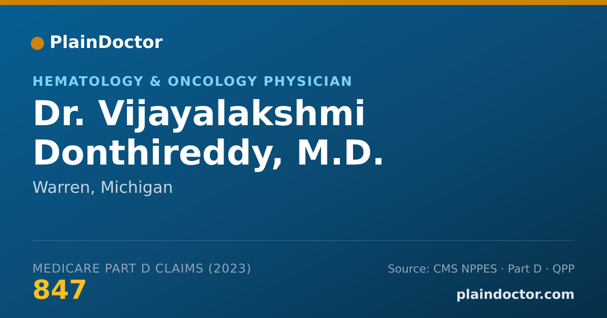 Shareable card for Vijayalakshmi Donthireddy, M.D. - Hematology & Oncology Physician, Warren, MI