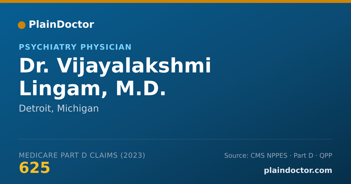 Shareable card for Vijayalakshmi Lingam, M.D. - Psychiatry Physician, Detroit, MI