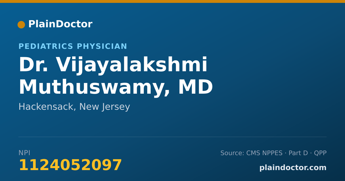 Shareable card for Vijayalakshmi Muthuswamy, MD - Pediatrics Physician, Hackensack, NJ