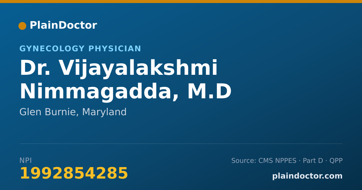Shareable card for Vijayalakshmi Nimmagadda, M.D - Gynecology Physician, Glen Burnie, MD