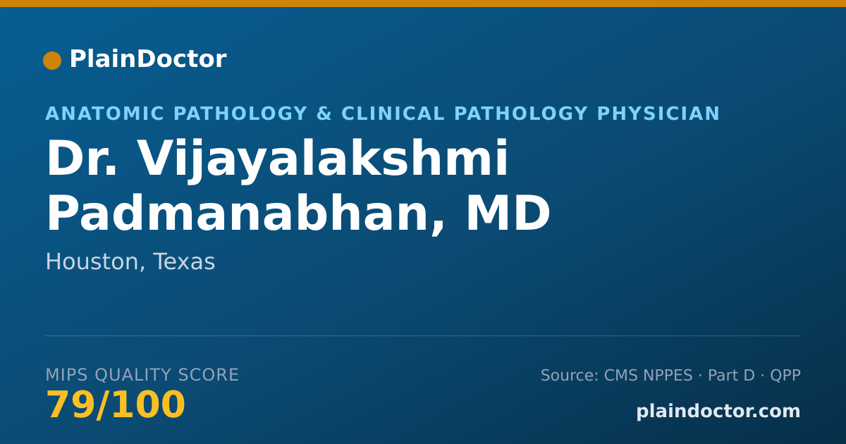 Shareable card for Vijayalakshmi Padmanabhan, MD - Anatomic Pathology & Clinical Pathology Physician, Houston, TX