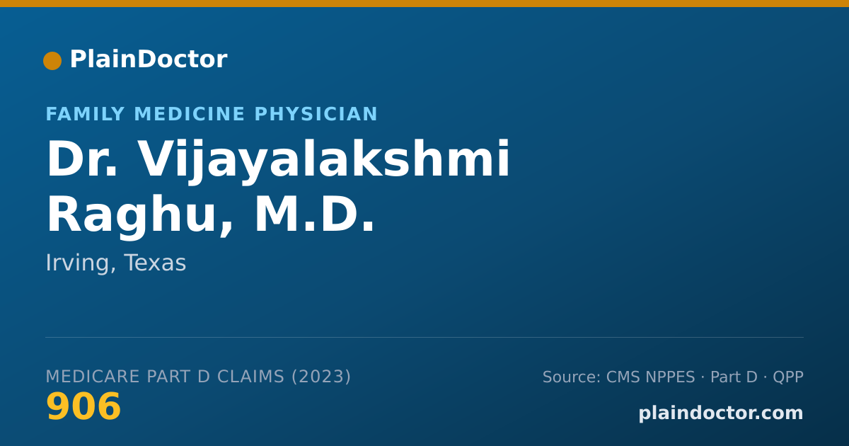 Shareable card for Vijayalakshmi Raghu, M.D. - Family Medicine Physician, Irving, TX