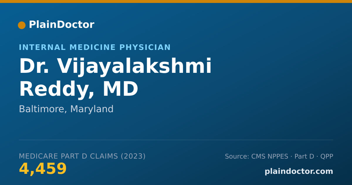 Shareable card for Vijayalakshmi Reddy, MD - Internal Medicine Physician, Baltimore, MD