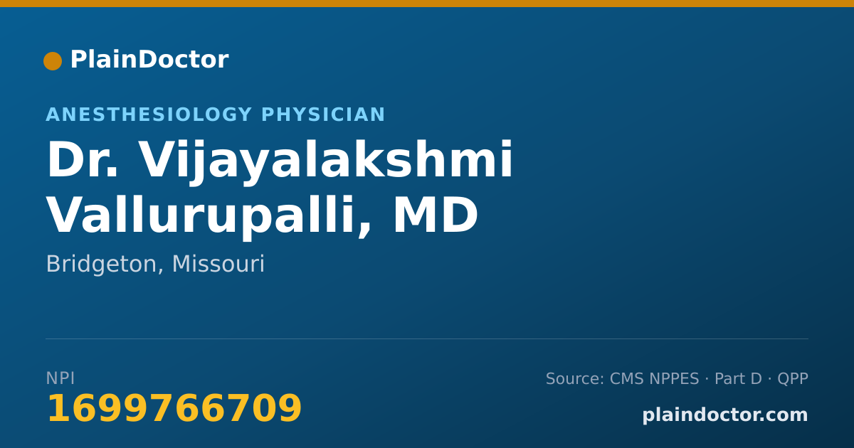 Shareable card for Vijayalakshmi Vallurupalli, MD - Anesthesiology Physician, Bridgeton, MO