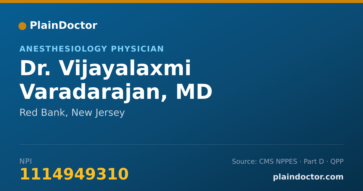 Shareable card for Vijayalaxmi Varadarajan, MD - Anesthesiology Physician, Red Bank, NJ