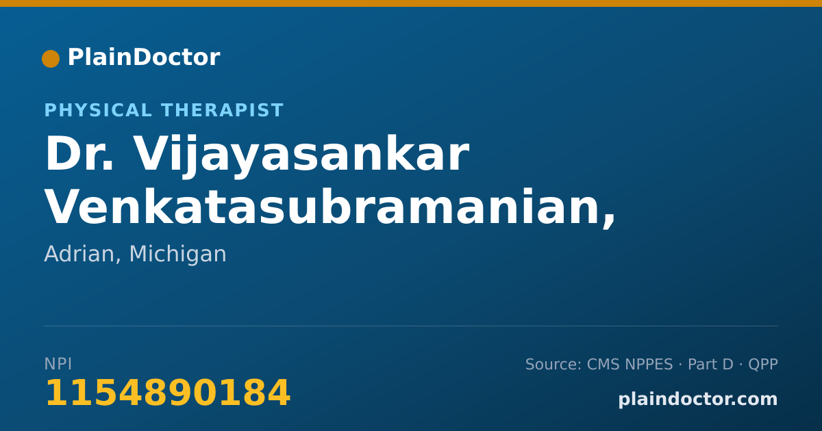 Shareable card for Vijayasankar Venkatasubramanian, DPT - Physical Therapist, Adrian, MI