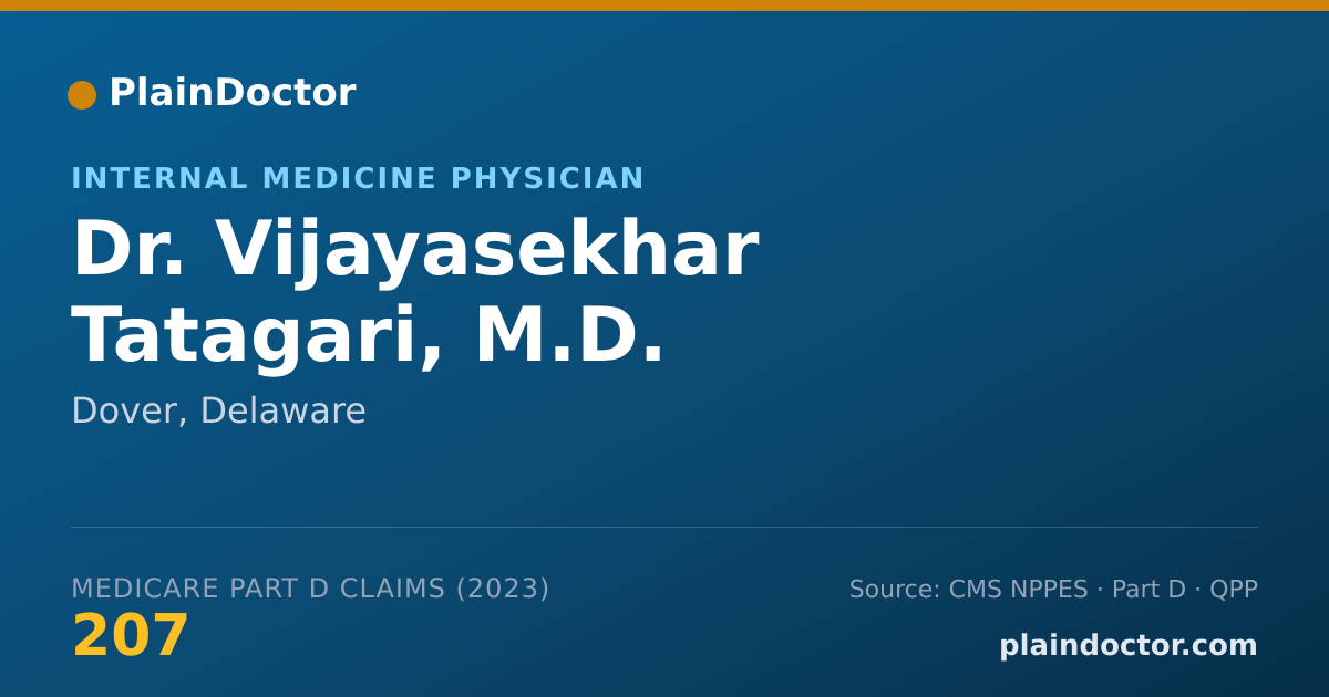 Shareable card for Vijayasekhar Tatagari, M.D. - Internal Medicine Physician, Dover, DE