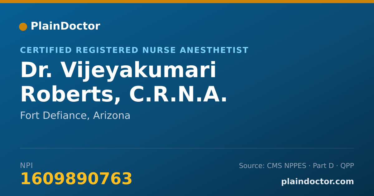 Shareable card for Vijeyakumari Roberts, C.R.N.A. - Certified Registered Nurse Anesthetist, Fort Defiance, AZ
