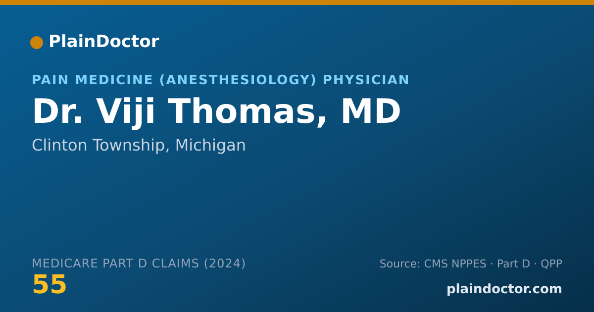 Shareable card for Viji Thomas, MD - Pain Medicine (Anesthesiology) Physician, Clinton Township, MI