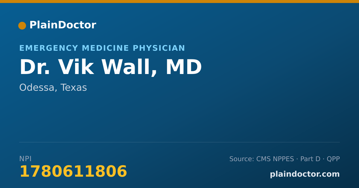 Shareable card for Vik Wall, MD - Emergency Medicine Physician, Odessa, TX