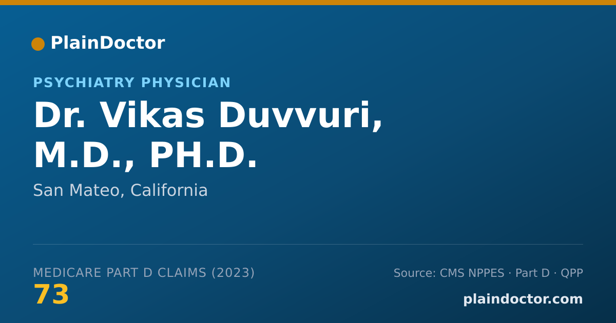 Shareable card for Vikas Duvvuri, M.D., PH.D. - Psychiatry Physician, San Mateo, CA