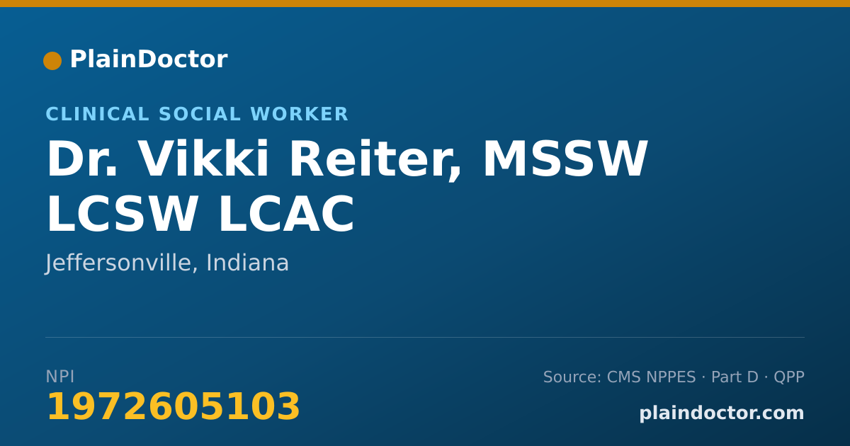 Shareable card for Vikki Reiter, MSSW LCSW LCAC - Clinical Social Worker, Jeffersonville, IN